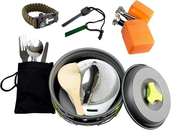 MalloMe Camping Cookware 18pc Mess Kit w/Backpacking Stove – Camping Cooking Set 1 Mallome camping cookware